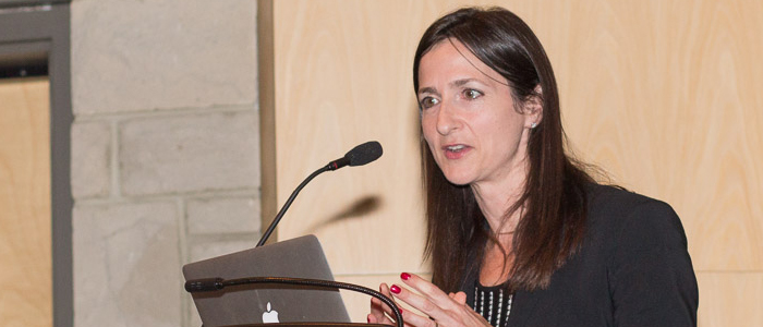 Dr. Sara Seager of M.I.T., presenting her lecture,