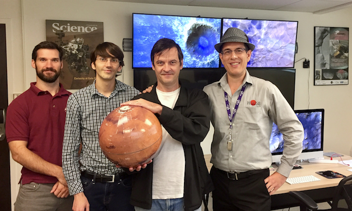 The Western-based team planning the science component of the 285th HiRISE imaging cycle: Matt Bourassa, Eric Pilles, Radu Capitan and Livio L. Tornabene 
